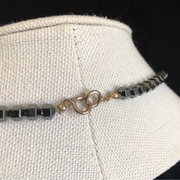 16.5” Hematite and Metallic Silver Tone Bead Necklace - Picture 7 of 15